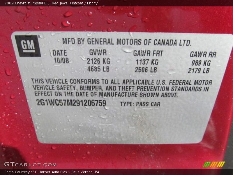 Red Jewel Tintcoat / Ebony 2009 Chevrolet Impala LT