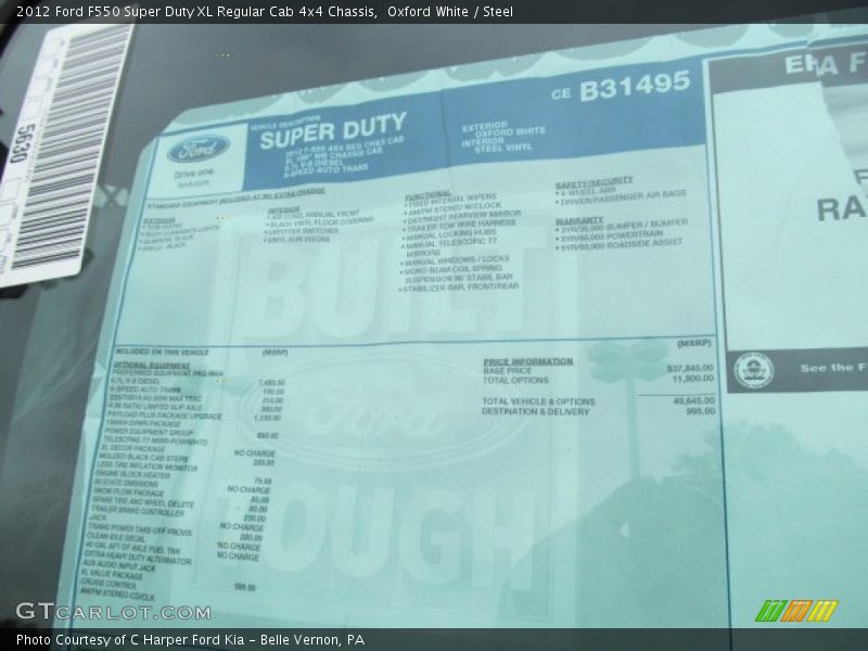 Oxford White / Steel 2012 Ford F550 Super Duty XL Regular Cab 4x4 Chassis