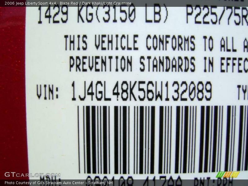Blaze Red / Dark Khaki/Light Graystone 2006 Jeep Liberty Sport 4x4