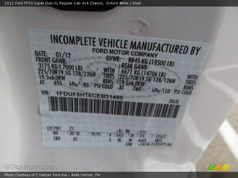 Oxford White / Steel 2012 Ford F550 Super Duty XL Regular Cab 4x4 Chassis