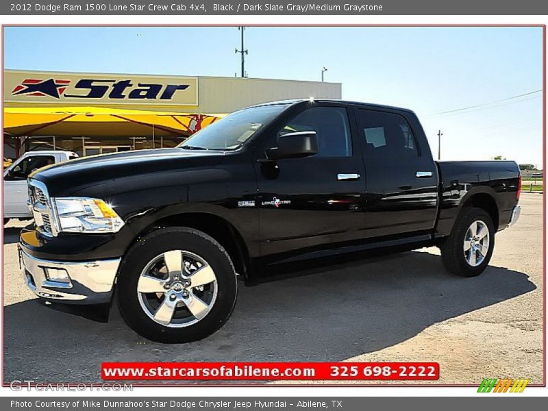 Black / Dark Slate Gray/Medium Graystone 2012 Dodge Ram 1500 Lone Star Crew Cab 4x4
