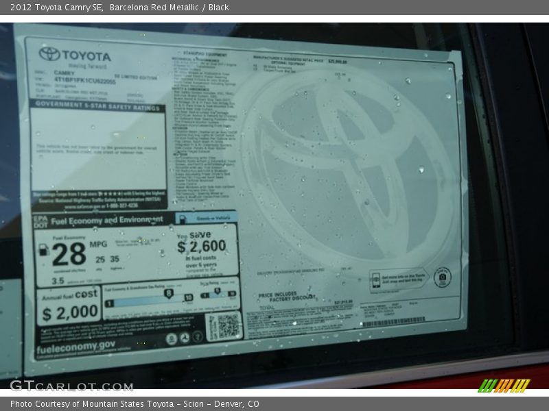 Barcelona Red Metallic / Black 2012 Toyota Camry SE
