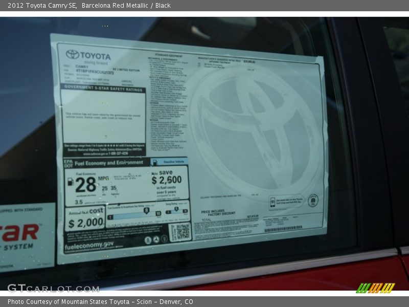 Barcelona Red Metallic / Black 2012 Toyota Camry SE