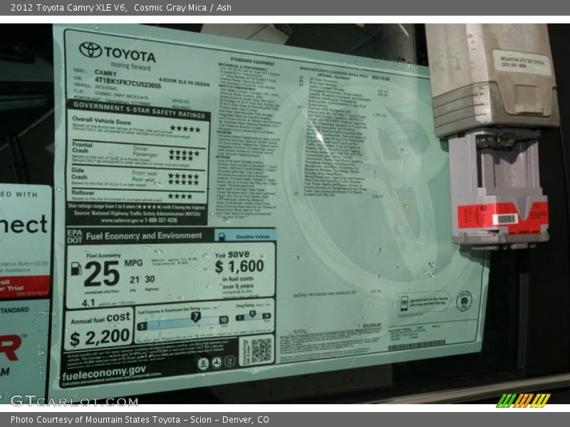 Cosmic Gray Mica / Ash 2012 Toyota Camry XLE V6