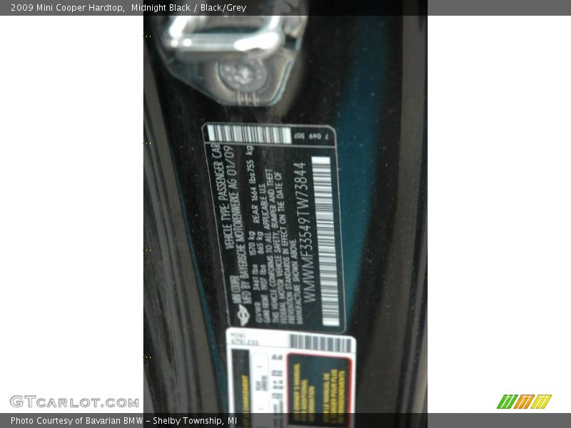 Midnight Black / Black/Grey 2009 Mini Cooper Hardtop