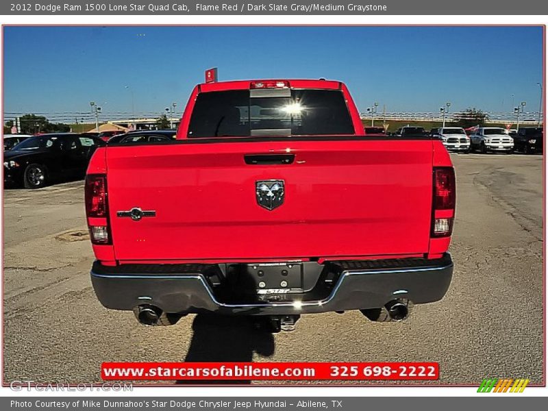 Flame Red / Dark Slate Gray/Medium Graystone 2012 Dodge Ram 1500 Lone Star Quad Cab