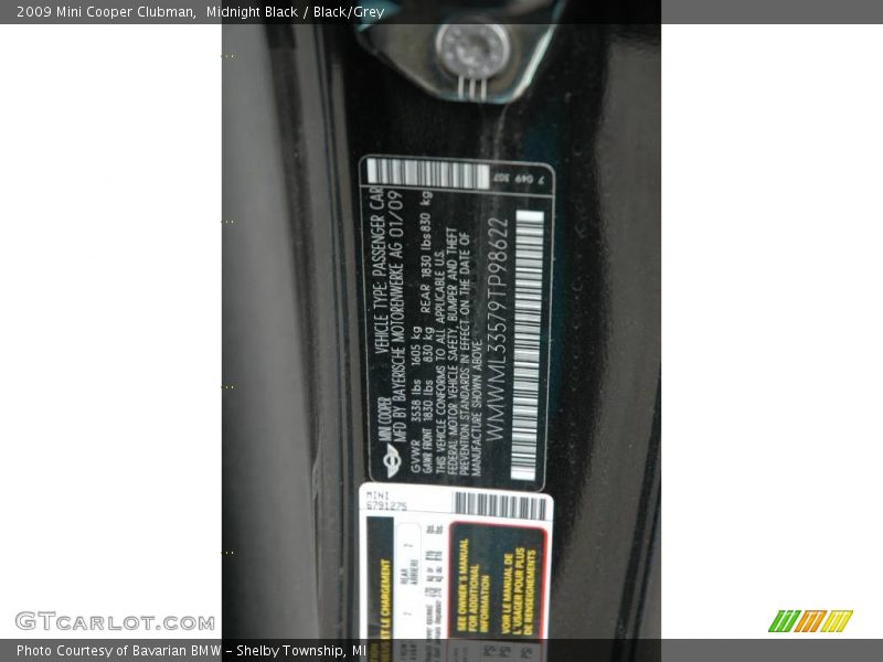 Midnight Black / Black/Grey 2009 Mini Cooper Clubman