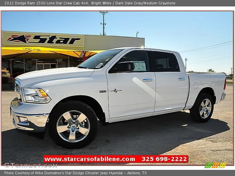 Bright White / Dark Slate Gray/Medium Graystone 2012 Dodge Ram 1500 Lone Star Crew Cab 4x4