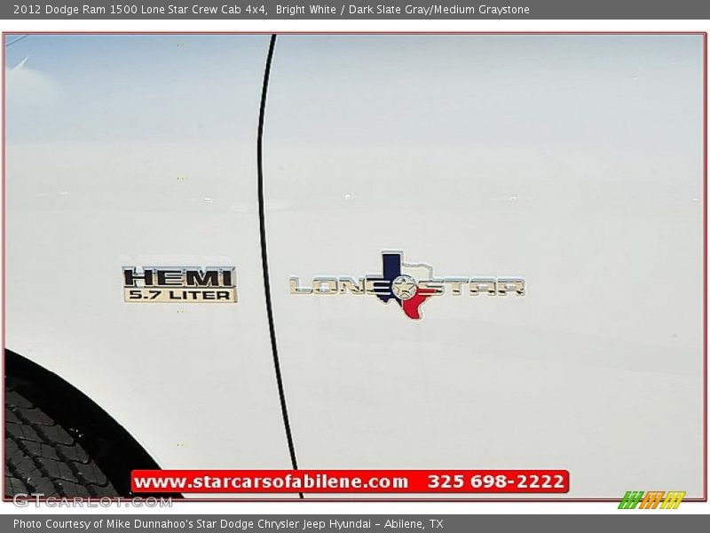 Bright White / Dark Slate Gray/Medium Graystone 2012 Dodge Ram 1500 Lone Star Crew Cab 4x4