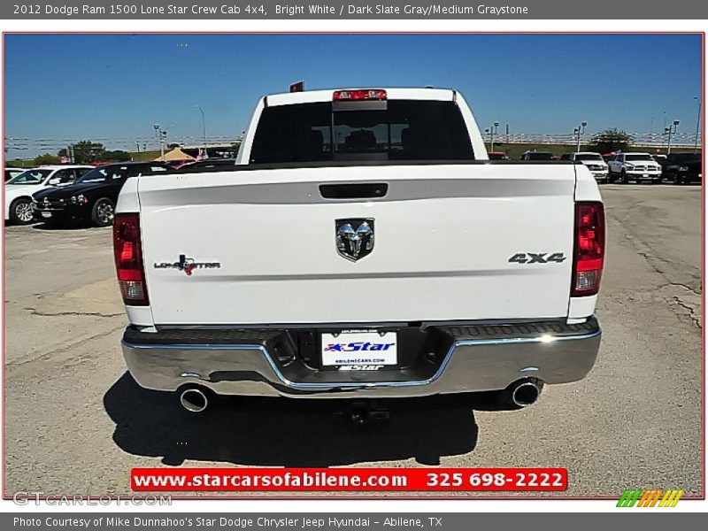 Bright White / Dark Slate Gray/Medium Graystone 2012 Dodge Ram 1500 Lone Star Crew Cab 4x4