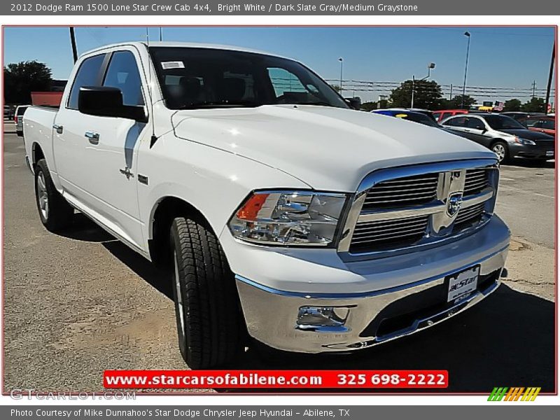 Bright White / Dark Slate Gray/Medium Graystone 2012 Dodge Ram 1500 Lone Star Crew Cab 4x4