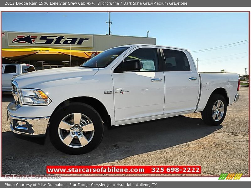 Bright White / Dark Slate Gray/Medium Graystone 2012 Dodge Ram 1500 Lone Star Crew Cab 4x4