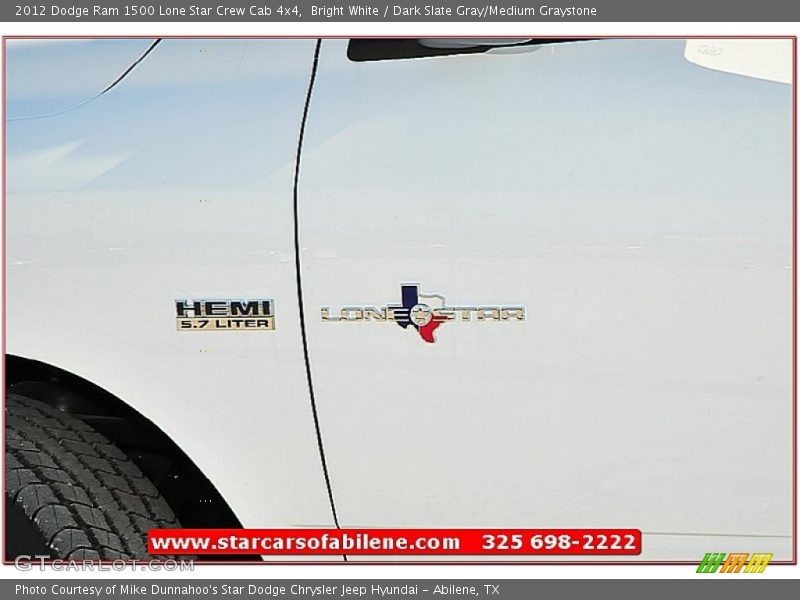 Bright White / Dark Slate Gray/Medium Graystone 2012 Dodge Ram 1500 Lone Star Crew Cab 4x4