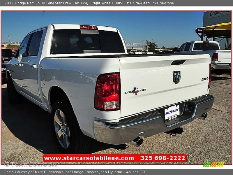 Bright White / Dark Slate Gray/Medium Graystone 2012 Dodge Ram 1500 Lone Star Crew Cab 4x4