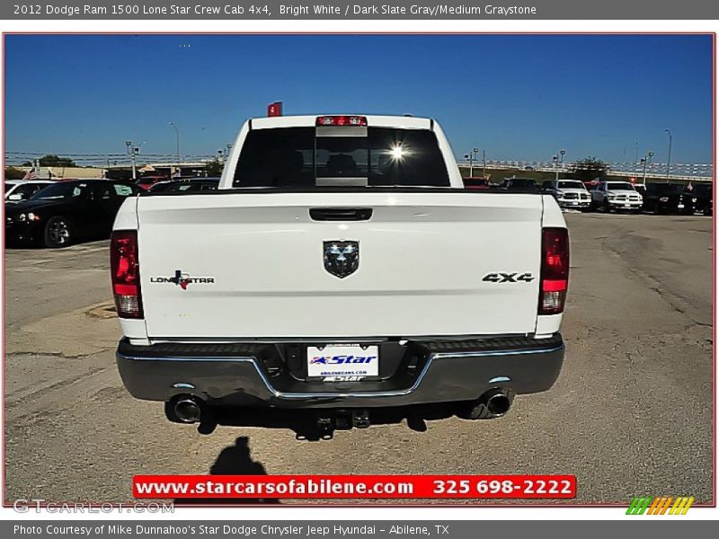 Bright White / Dark Slate Gray/Medium Graystone 2012 Dodge Ram 1500 Lone Star Crew Cab 4x4