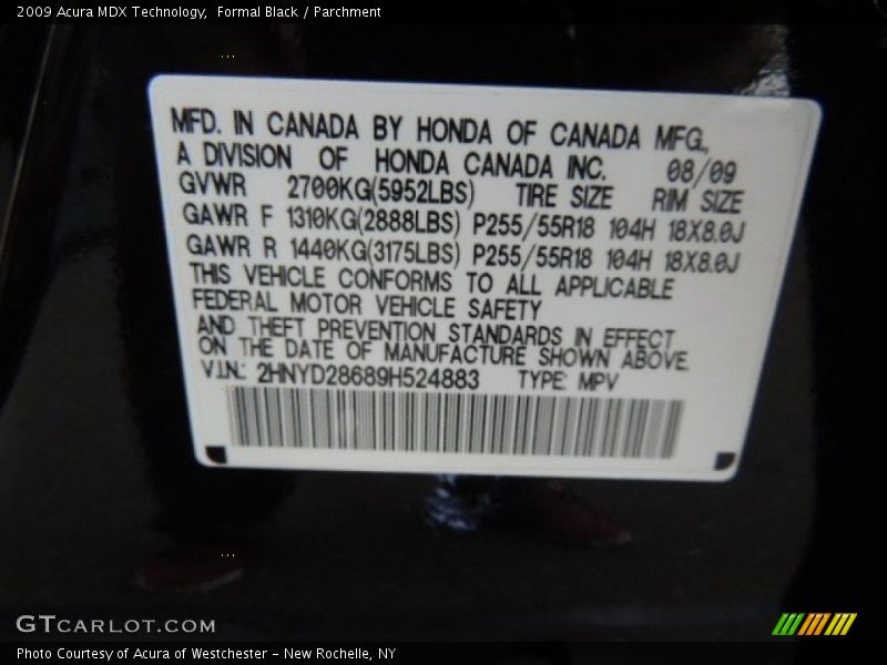 Formal Black / Parchment 2009 Acura MDX Technology