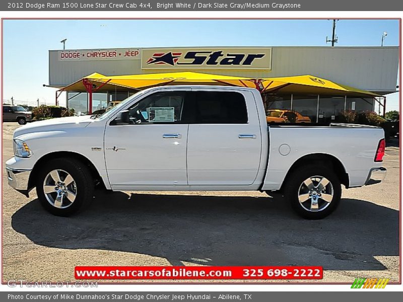 Bright White / Dark Slate Gray/Medium Graystone 2012 Dodge Ram 1500 Lone Star Crew Cab 4x4