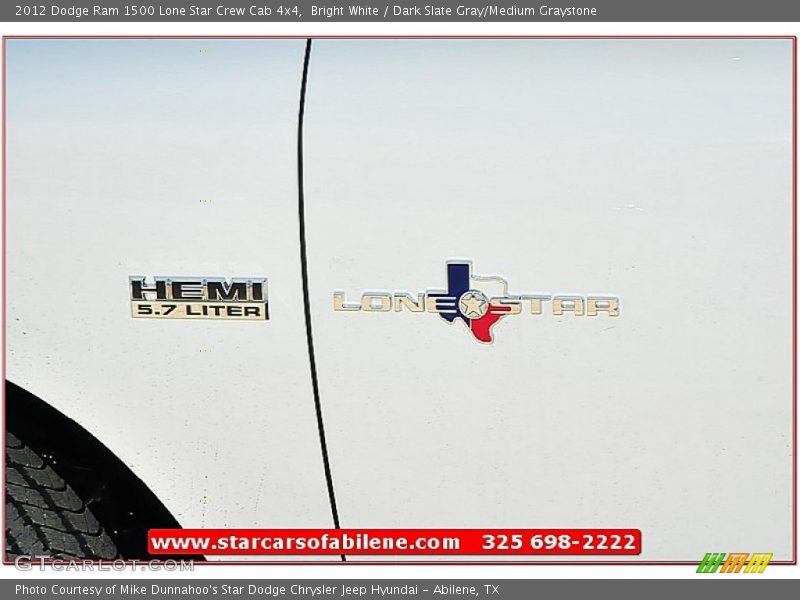 Bright White / Dark Slate Gray/Medium Graystone 2012 Dodge Ram 1500 Lone Star Crew Cab 4x4