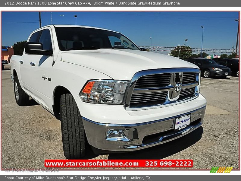 Bright White / Dark Slate Gray/Medium Graystone 2012 Dodge Ram 1500 Lone Star Crew Cab 4x4