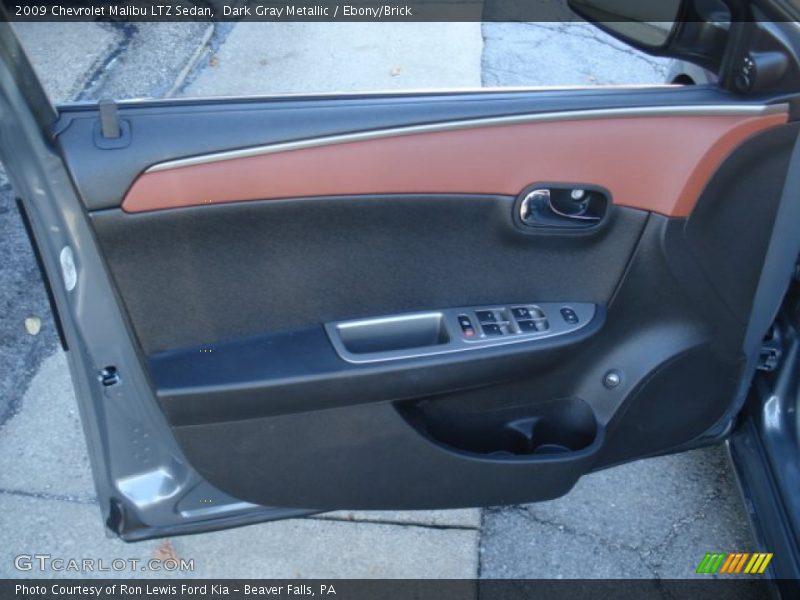 Dark Gray Metallic / Ebony/Brick 2009 Chevrolet Malibu LTZ Sedan