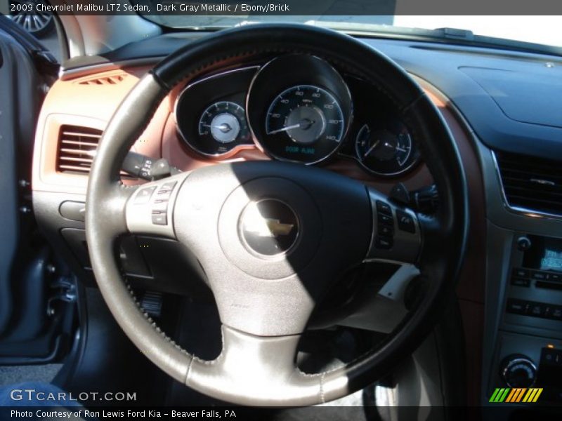Dark Gray Metallic / Ebony/Brick 2009 Chevrolet Malibu LTZ Sedan