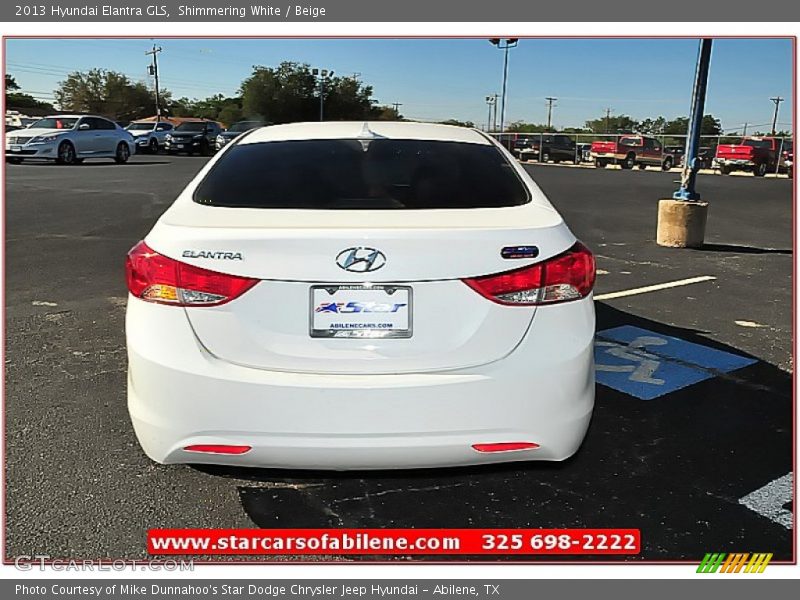Shimmering White / Beige 2013 Hyundai Elantra GLS