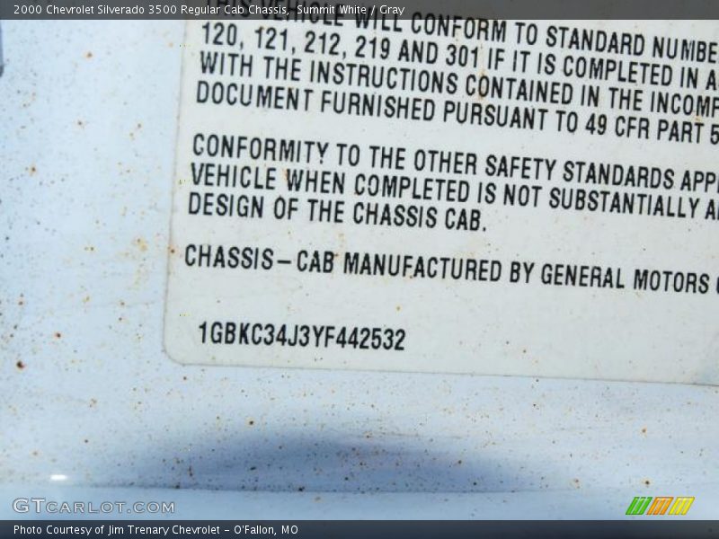 Summit White / Gray 2000 Chevrolet Silverado 3500 Regular Cab Chassis