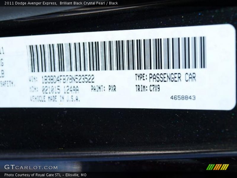 Brilliant Black Crystal Pearl / Black 2011 Dodge Avenger Express