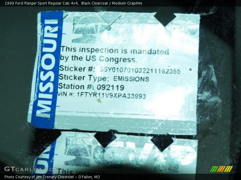 Black Clearcoat / Medium Graphite 1999 Ford Ranger Sport Regular Cab 4x4