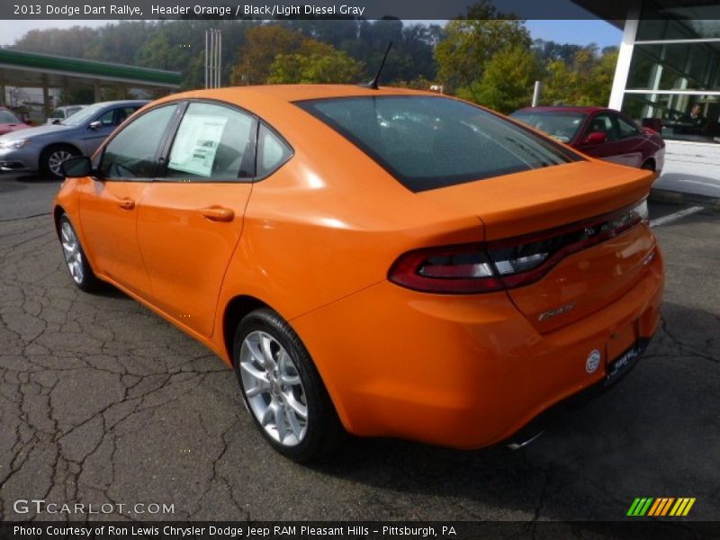 Header Orange / Black/Light Diesel Gray 2013 Dodge Dart Rallye