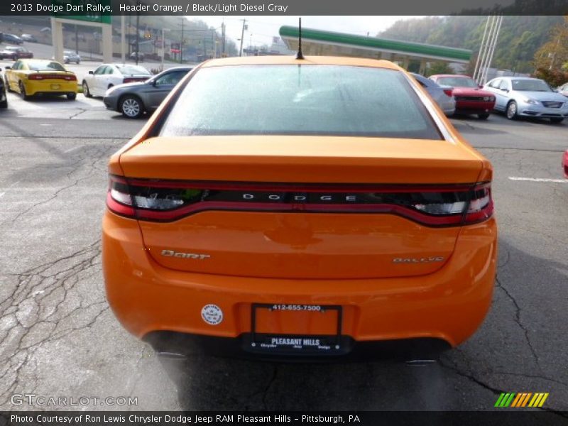 Header Orange / Black/Light Diesel Gray 2013 Dodge Dart Rallye