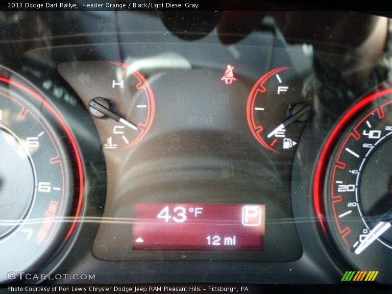 Header Orange / Black/Light Diesel Gray 2013 Dodge Dart Rallye