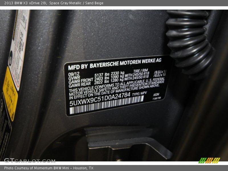 Space Gray Metallic / Sand Beige 2013 BMW X3 xDrive 28i
