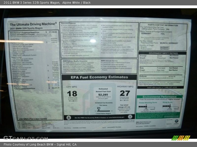 Alpine White / Black 2011 BMW 3 Series 328i Sports Wagon