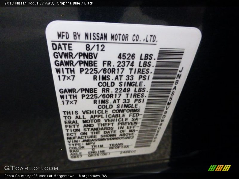 Graphite Blue / Black 2013 Nissan Rogue SV AWD