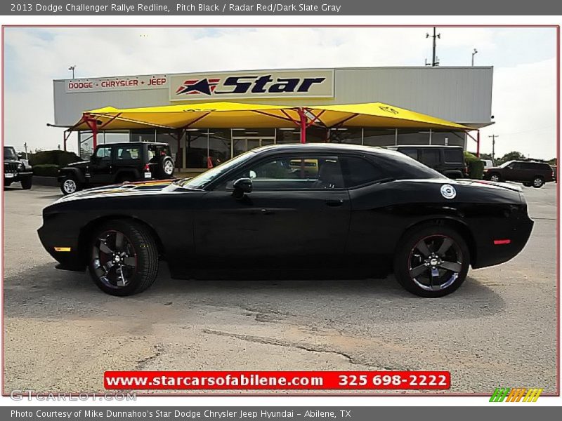 Pitch Black / Radar Red/Dark Slate Gray 2013 Dodge Challenger Rallye Redline