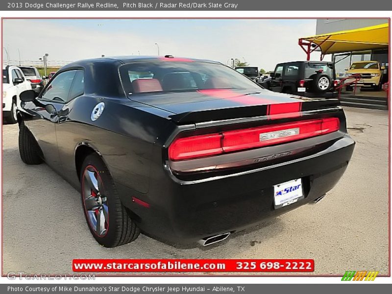 Pitch Black / Radar Red/Dark Slate Gray 2013 Dodge Challenger Rallye Redline