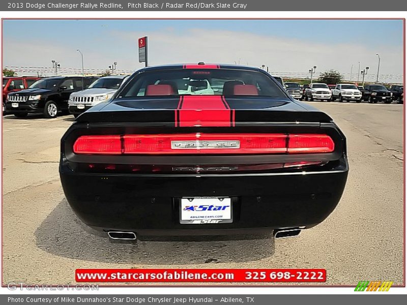 Pitch Black / Radar Red/Dark Slate Gray 2013 Dodge Challenger Rallye Redline