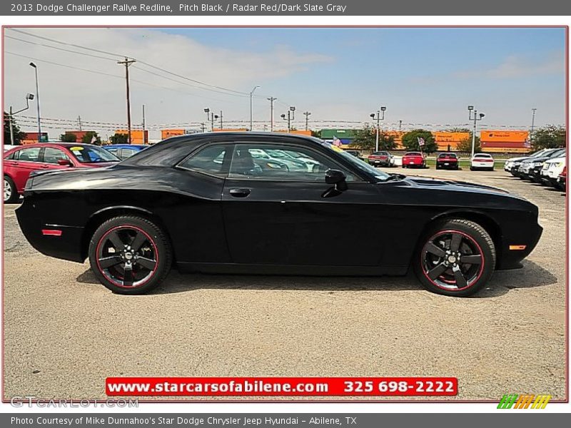 Pitch Black / Radar Red/Dark Slate Gray 2013 Dodge Challenger Rallye Redline