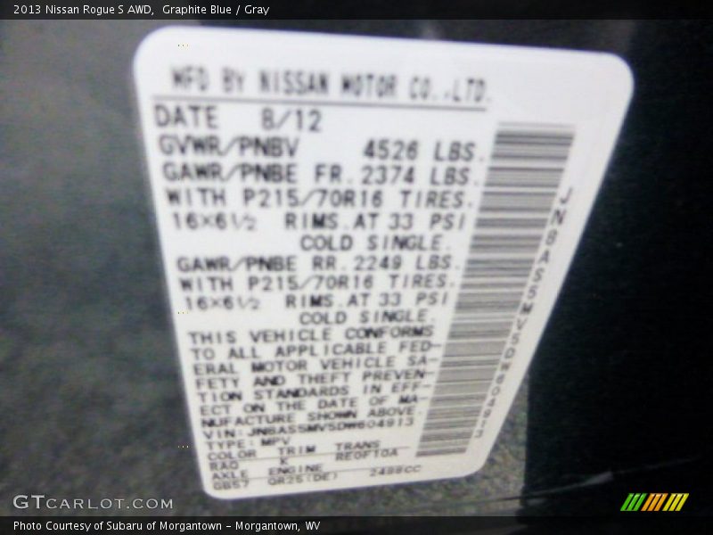 Graphite Blue / Gray 2013 Nissan Rogue S AWD