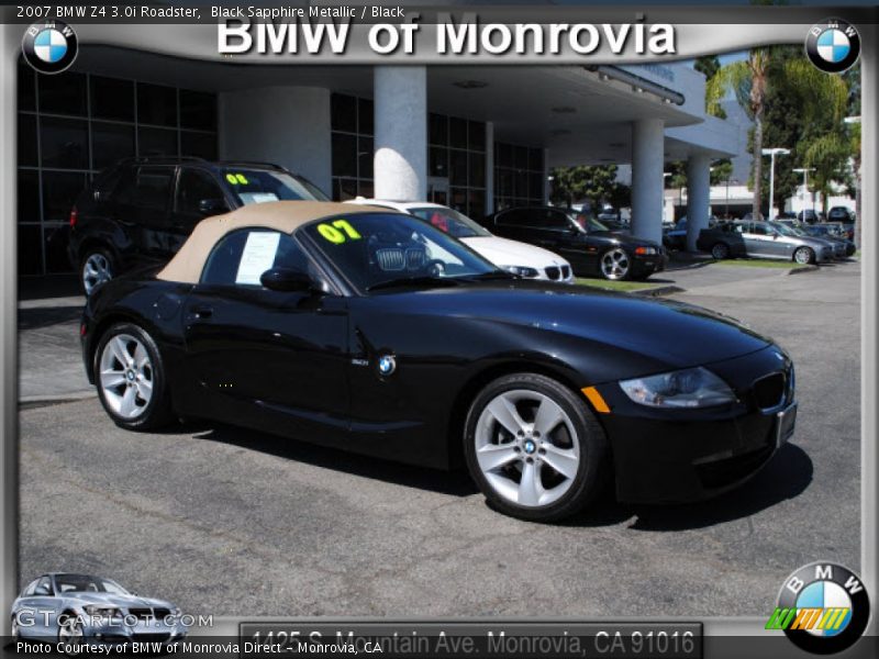 Black Sapphire Metallic / Black 2007 BMW Z4 3.0i Roadster
