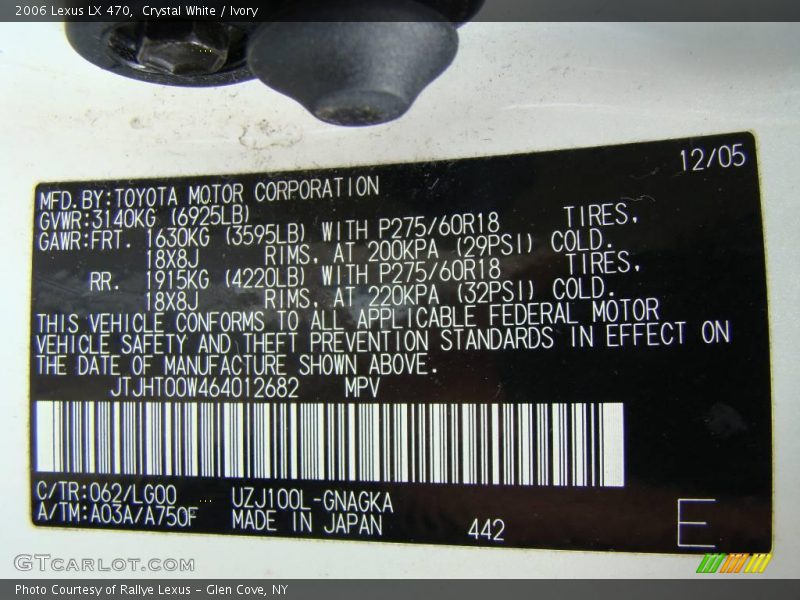 Crystal White / Ivory 2006 Lexus LX 470