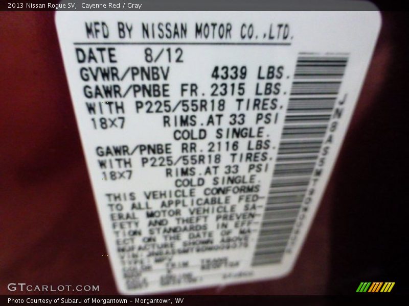 Cayenne Red / Gray 2013 Nissan Rogue SV