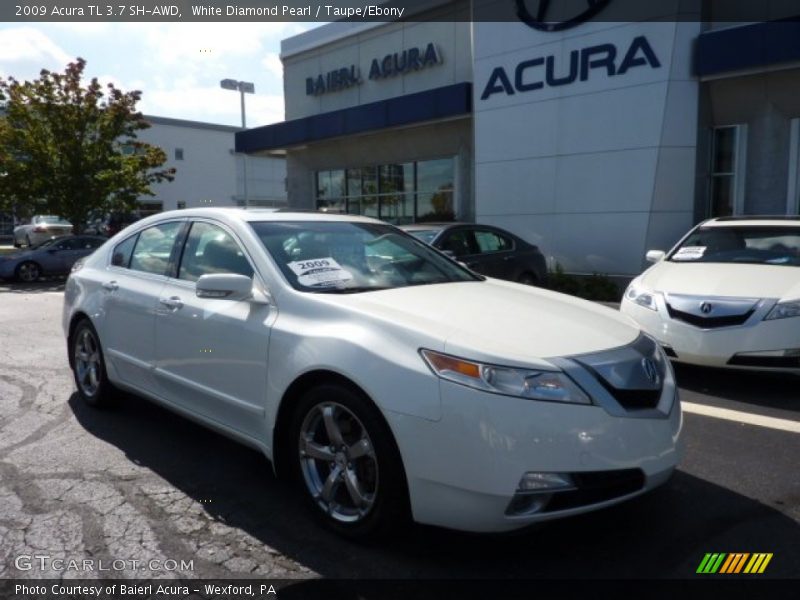 White Diamond Pearl / Taupe/Ebony 2009 Acura TL 3.7 SH-AWD