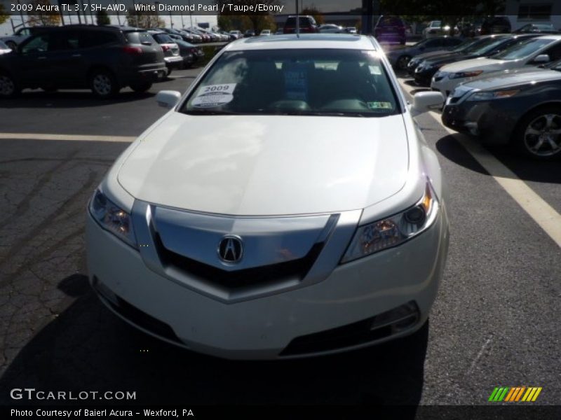 White Diamond Pearl / Taupe/Ebony 2009 Acura TL 3.7 SH-AWD