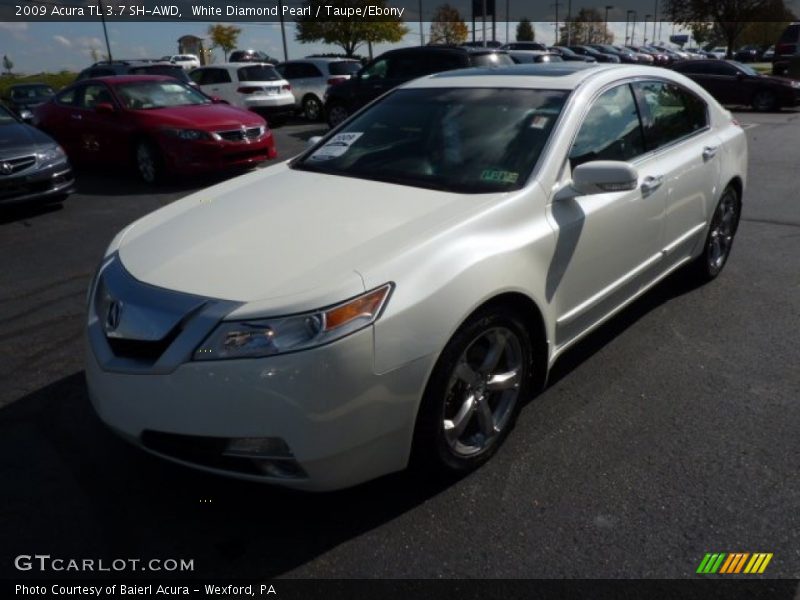 White Diamond Pearl / Taupe/Ebony 2009 Acura TL 3.7 SH-AWD
