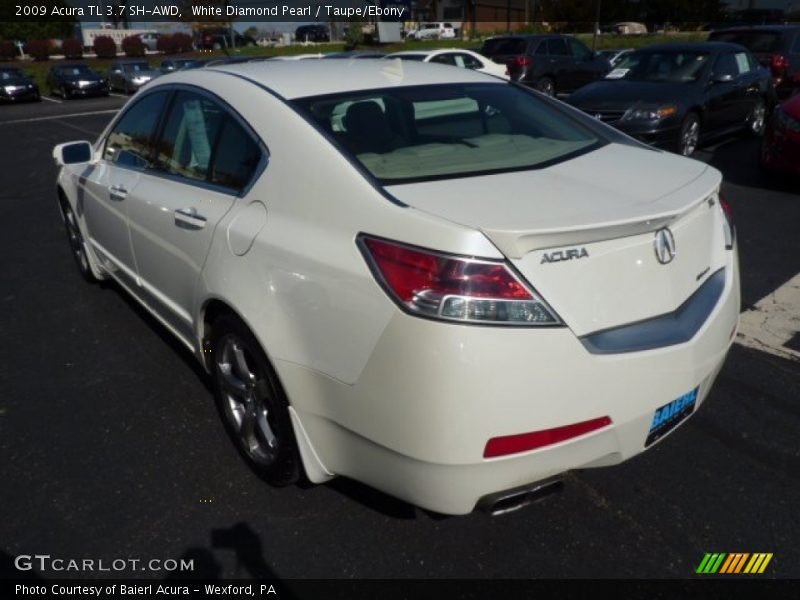 White Diamond Pearl / Taupe/Ebony 2009 Acura TL 3.7 SH-AWD