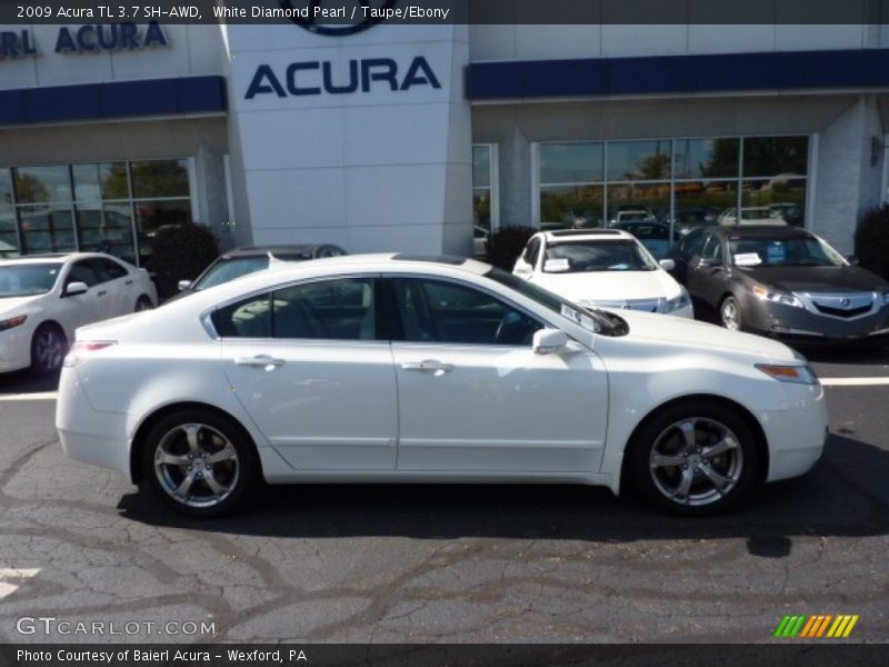 White Diamond Pearl / Taupe/Ebony 2009 Acura TL 3.7 SH-AWD