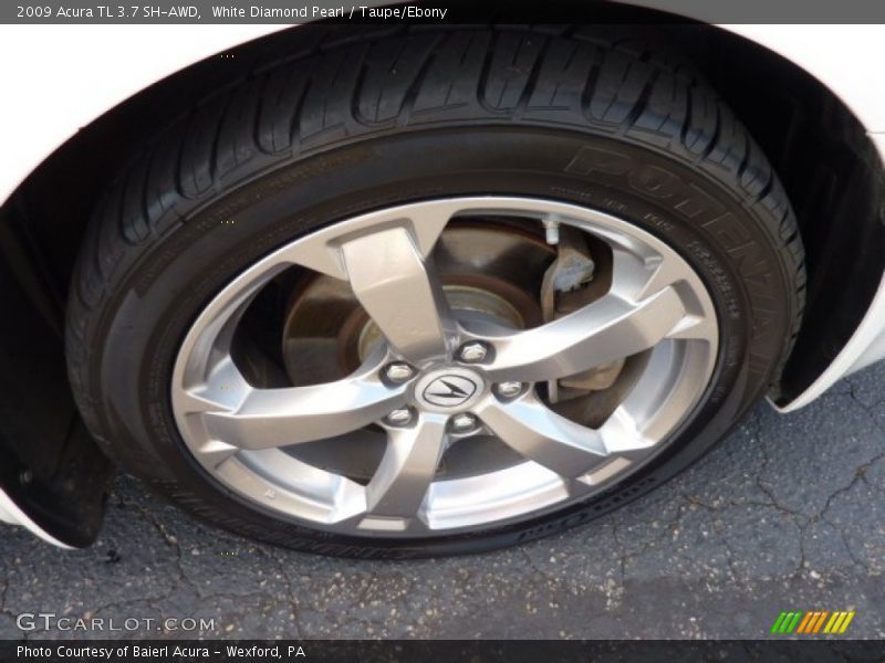 White Diamond Pearl / Taupe/Ebony 2009 Acura TL 3.7 SH-AWD