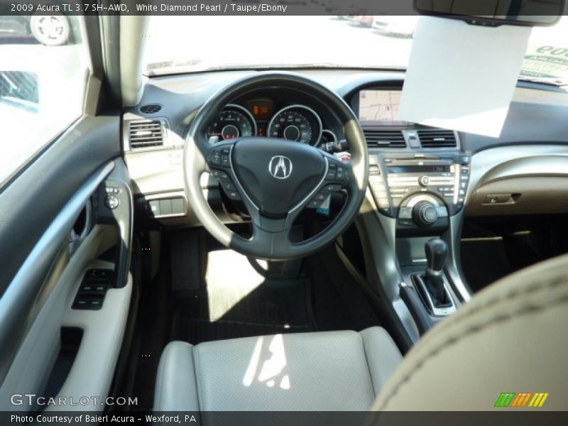 White Diamond Pearl / Taupe/Ebony 2009 Acura TL 3.7 SH-AWD